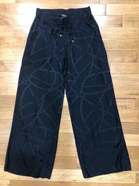Lauren Ralph Lauren Wide Leg Elastic Waist Black Lounge Pants Size L